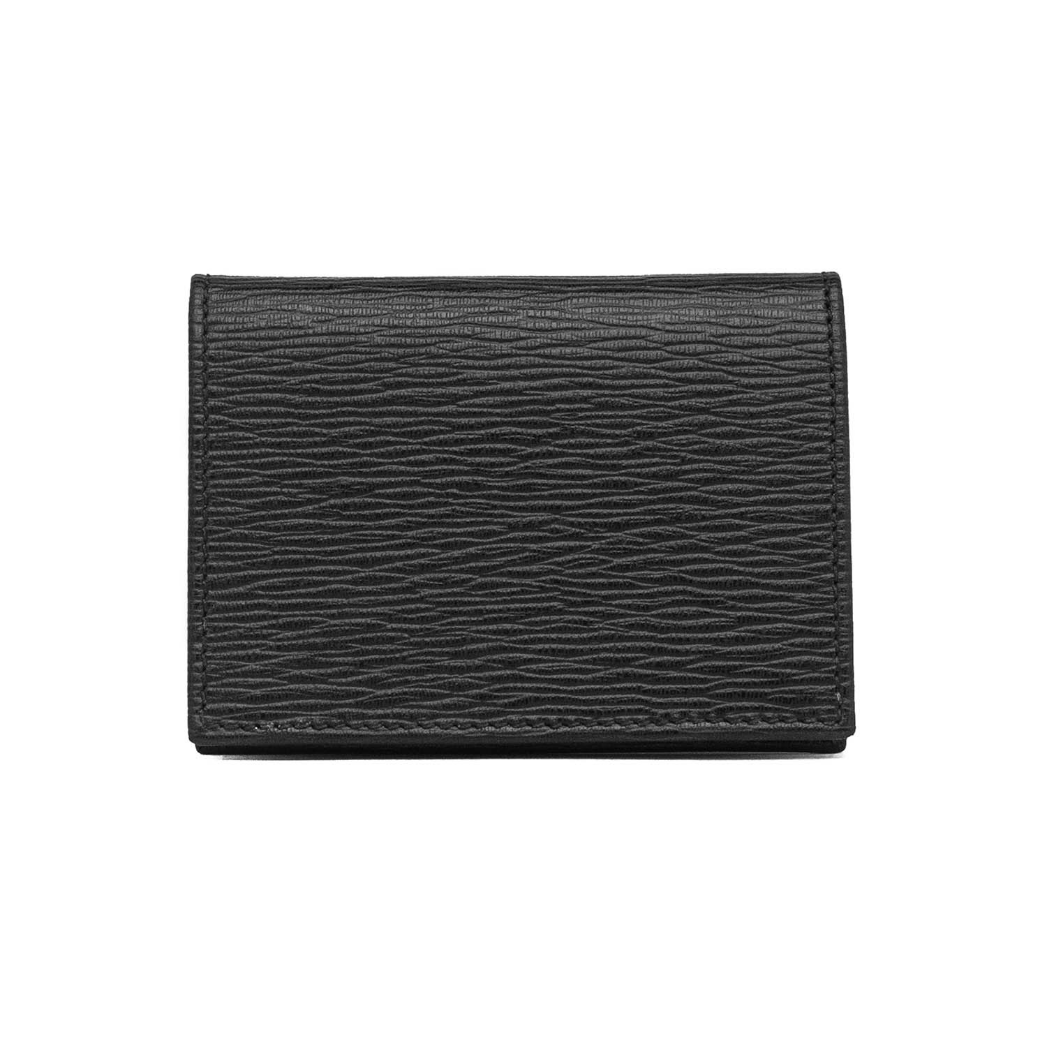 Salvatore Ferragamo // Men's Hammered Leather Card Case Wallet // Black ...