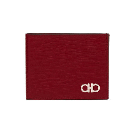 Salvatore Ferragamo // Men's Hammered Leather Trifold Wallet Faded // Red