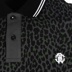 Cheetah Print Polo // Black + Gray (2XL)