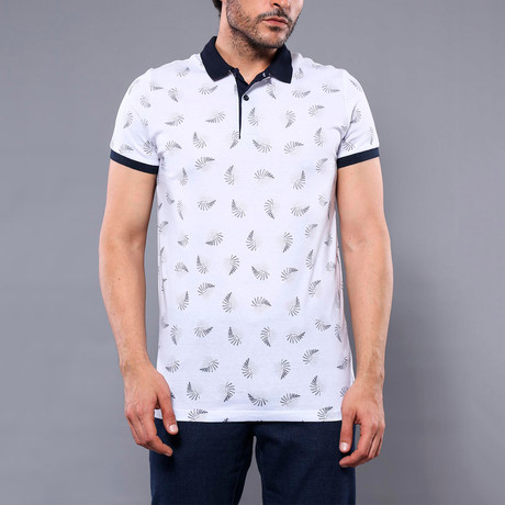 Kaven Pattern Short Sleeve Polo Shirt // White (S)