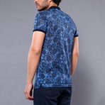 Caleb Floral Short Sleeve Polo Shirt // Indigo (L)