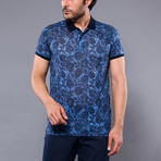 Caleb Floral Short Sleeve Polo Shirt // Indigo (S)