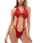Lace G-String Teddy // Red (L)