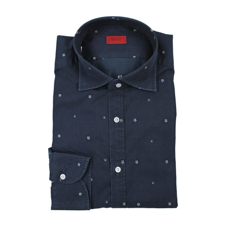 Isaia // Bill Floral Motive Casual Shirt // Navy (US: 15R)
