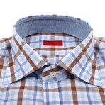 Isaia // Francesco Checked Dress Shirt // Blue (US: 15.5R)