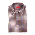 Isaia // Davide Checked Dress Shirt // Brown (US: 15R)