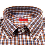 Isaia // Davide Checked Dress Shirt // Brown (US: 15R)