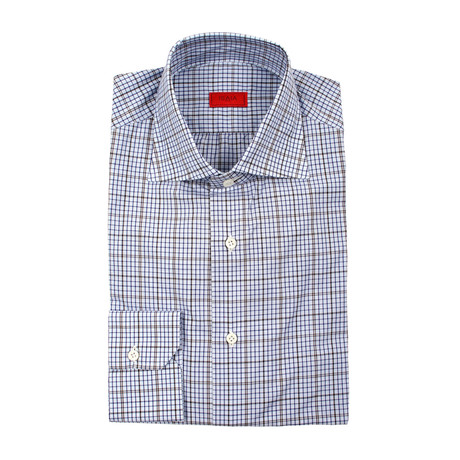 Isaia // Lorenzo Checked Dress Shirt // Blue (US: 15R)