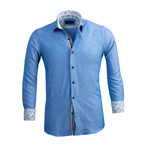 Reversible Cuff Button-Down Shirt // Light Denim Blue + White (2XL)