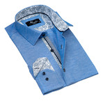 Reversible Cuff Button-Down Shirt // Light Denim Blue + White (2XL)