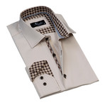 Amedeo Exclusive // Checkered Reversible Cuff Button-Down Shirt // Cream + Brown (L)