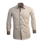 Amedeo Exclusive // Checkered Reversible Cuff Button-Down Shirt // Cream + Brown (L)