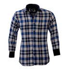 Amedeo Exclusive // Checkered Reversible Cuff Button-Down Shirt // Blue + White (S)