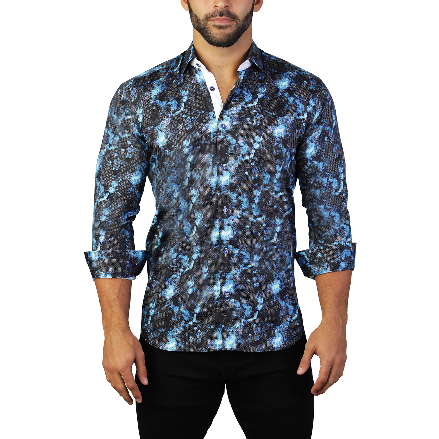 Maceoo // Fibonacci Space Dress Shirt // Blue (L) - Maceoo - Touch of ...