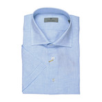 Modern Fit Soild Short Sleeve Shirt // Blue (US: 43)