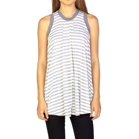 Miu Miu // Viscose Sleeveless Striped Blouse Shirt // Gray (US: S)