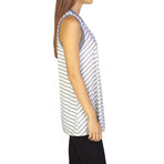 Miu Miu // Viscose Sleeveless Striped Blouse Shirt // Gray (US: S)