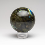 Polished Labradorite Sphere // On Stand