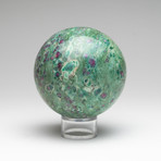 Polished Ruby Fuchsite Sphere // On Stand