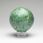 Polished Ruby Fuchsite Sphere // On Stand