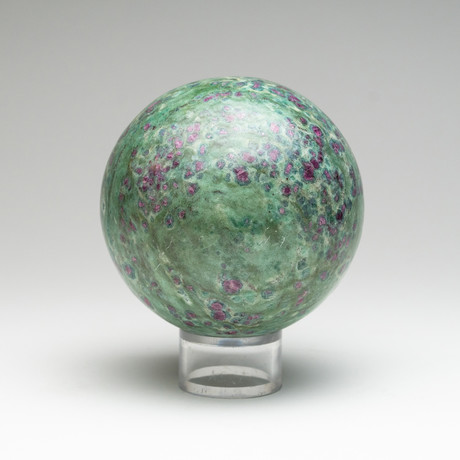 Polished Ruby Fuchsite Sphere // On Stand