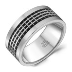 Stainless Steel Aluminum Ring // Silver + Black (Size 8)