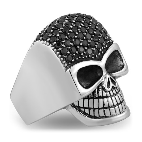 Crystal Skull Head Steel Ring // 30MM // Black (8)