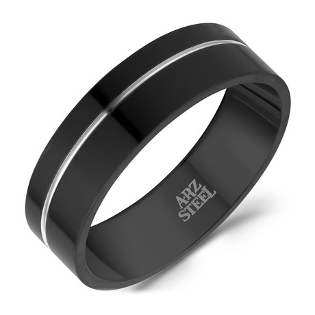 One Line Steel Ring // 7MM // Black (8)