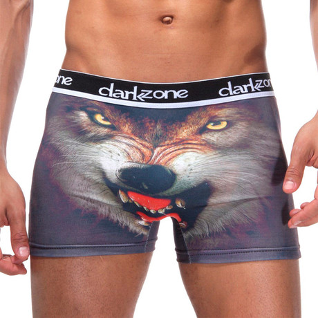 Wolf Printed Boxer // Gray (Small)