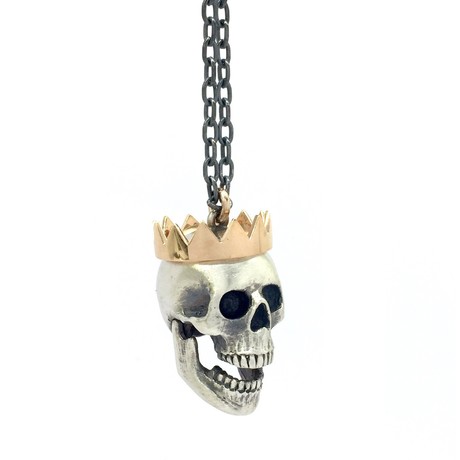 Paper Crown Full Skull Necklace // Large (18"L)