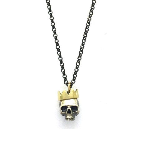 Petit Paper Crown Skull Necklace // Gold (18"L)