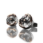 Rotor Cufflinks // Silver + Black + Rose Gold