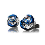 Rotor Cufflink // Silver + Blue