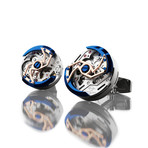 Rotor Cufflinks // Silver + Blue + Rose Gold