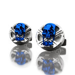 Skull Cufflink // Silver + Blue