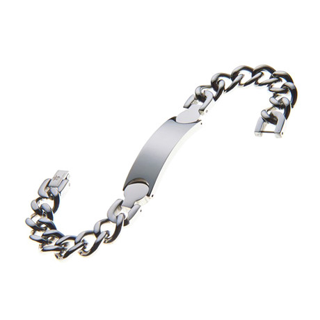 Polished Stainless Steel Cuban Link ID Bracelet