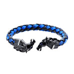 Genuine Leather Stainless Steel Horse Bracelet // Black + Blue