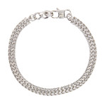 Polished Adjustable Stainless Steel Double Franco Link Bracelet