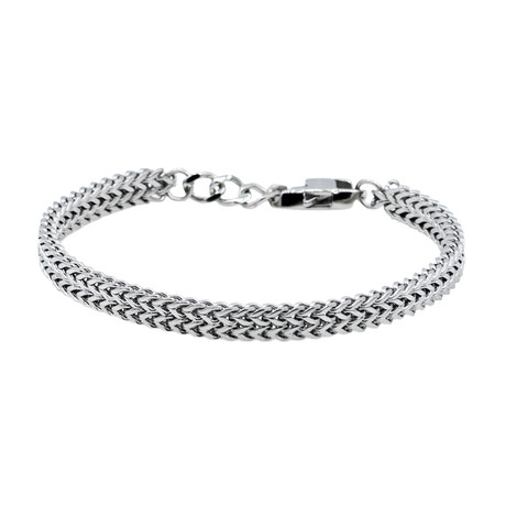 Polished Adjustable Stainless Steel Double Franco Link Bracelet