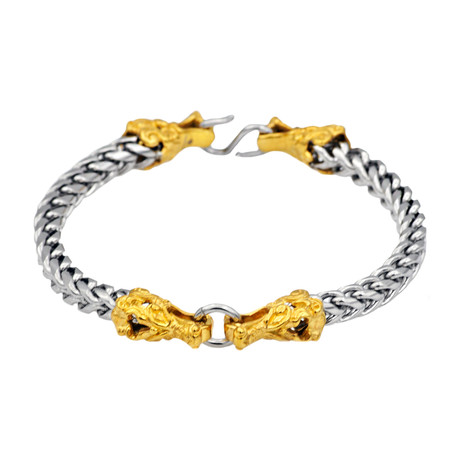 Two-Tone Stainless Steel Dragon Bracelet // Gold