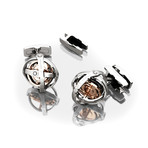 Gyro Cufflink // Rose Gold + Silver + Black