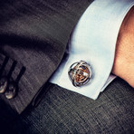 Gyro Cufflink // Rose Gold + Silver + Black