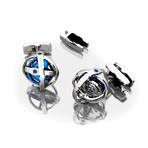 Gyro Cufflink // Silver + Blue