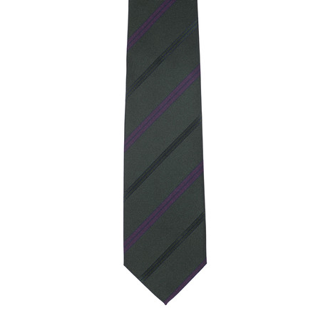 Borelli // Stripped Tie // Dark Green + Purple