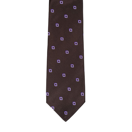 Geometric Square Tie // Brown + Purple