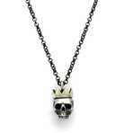 Petit Paper Crown Skull Necklace // Silver (18"L)