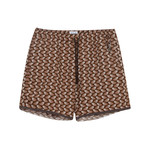 Paris Beach Fan Print Swim Trunks // Brown (S)