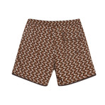 Paris Beach Fan Print Swim Trunks // Brown (S)