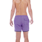 Paris Beach Geo Print Swim Trunks // Purple (2XL)