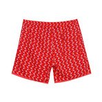 Paris Beach Fan Print Swim Trunks // Red (2XL)